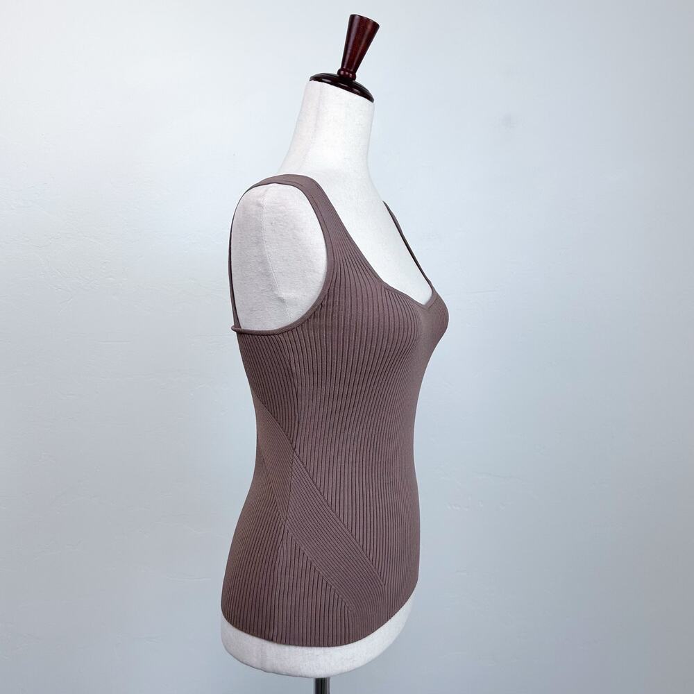 Rag & Bone Stretchy Rib Knit Brown Minimalist Capsule Wardrobe Asher Tank Top XS - Picture 4 of 9